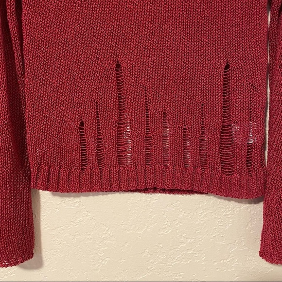 Jessica Simpson Sweater Top Bell Sleeve Crop Size Small Maroon crochet boho chic - Picture 4 of 8